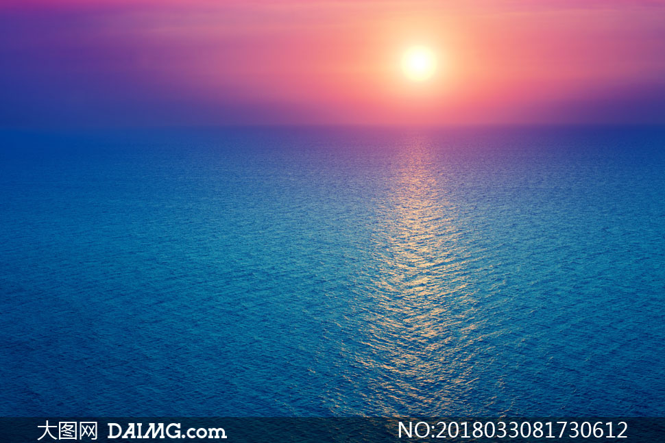 日落晚霞海水自然风光摄影高清图片