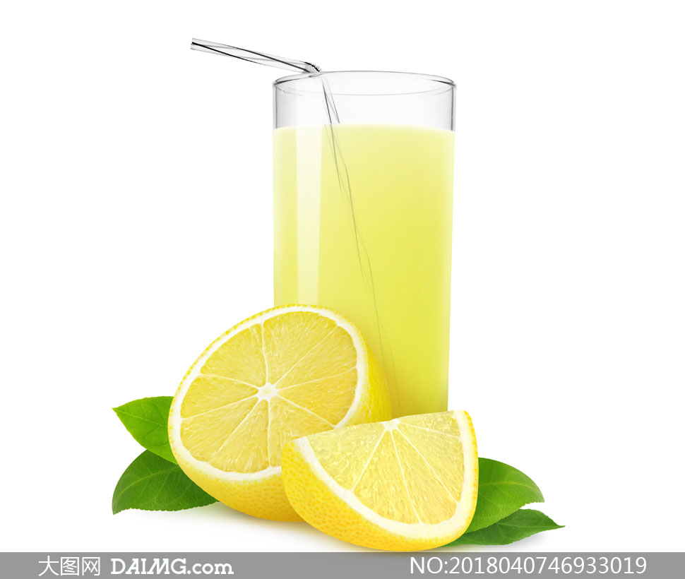 杯中插着吸管的柠檬汁摄影高清图片_大图网图片素材