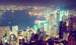 香港城市风光夜景鸟瞰摄影高清图片