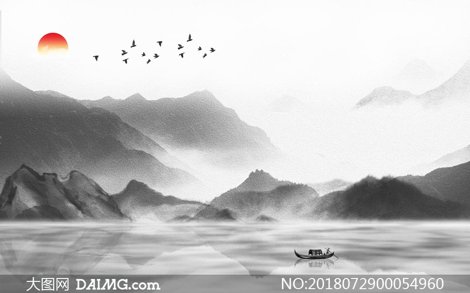 中国风山水画电视背景墙设计psd素材 大图网图片素材