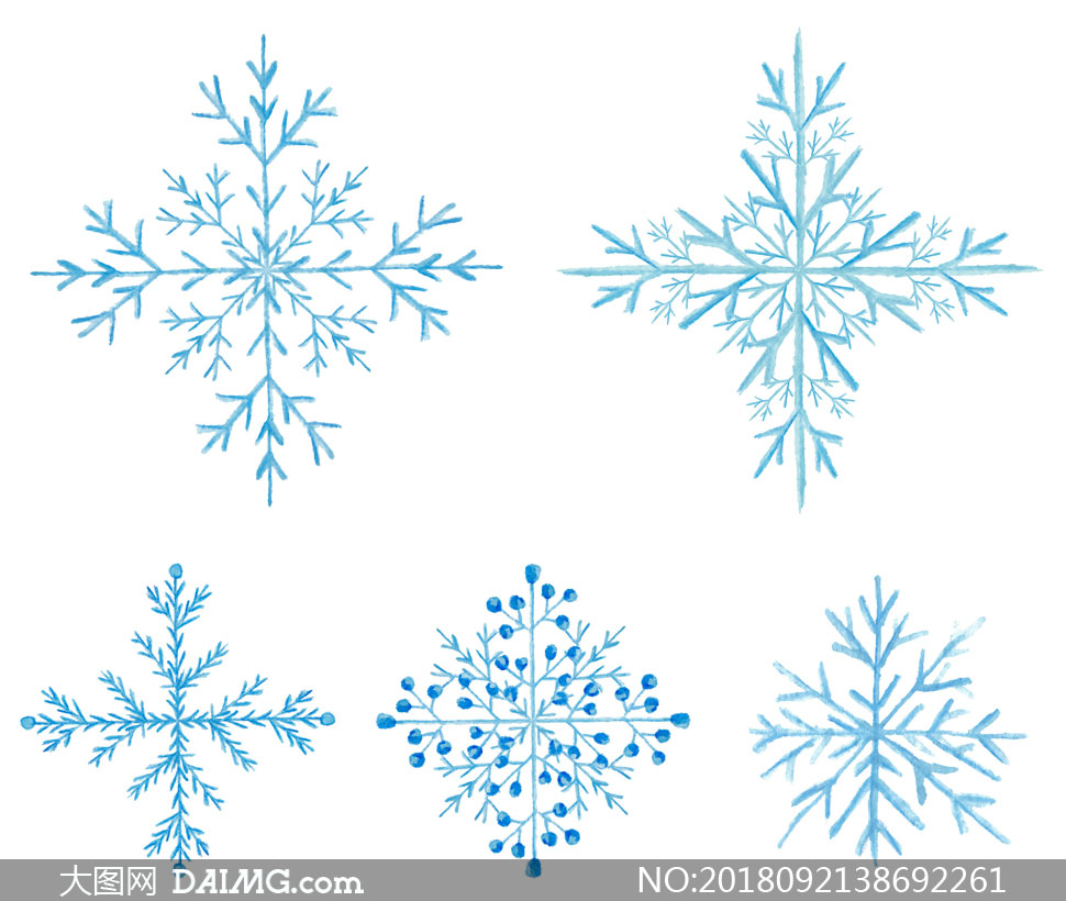 手绘风冬日季节雪花元素矢量素材v02 大图网图片素材