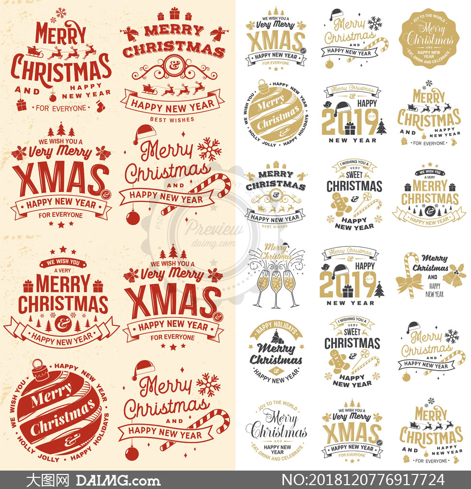 圣诞节与19文字图案创意矢量素材 大图网图片素材