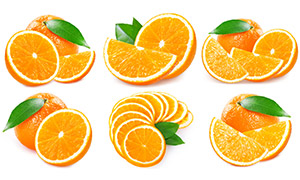 切成片状与块状的橙子摄影高清图片
