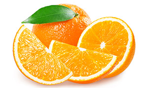 带叶子鲜嫩多汁的橙子摄影高清图片