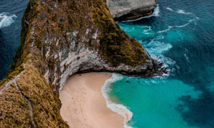 鳥瞰視角海岸山石風光攝影高清圖片