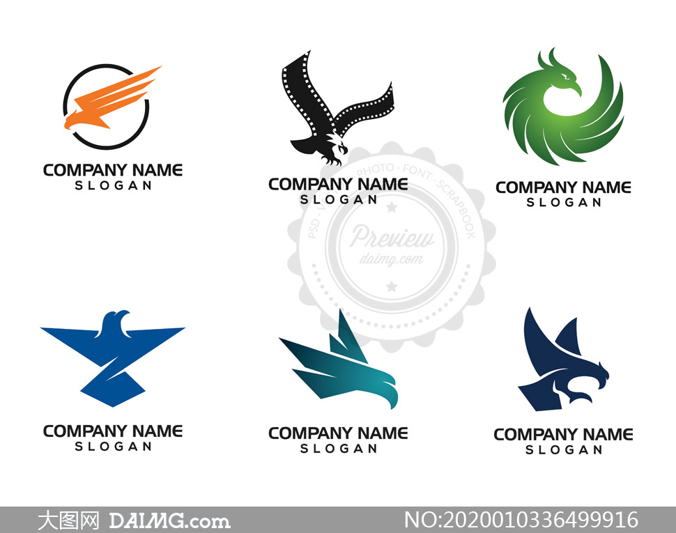 矢量素材 标识标志 > 素材信息          凤凰与飞鸟等图案标志设计