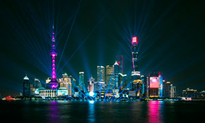 上海进博会外滩美丽夜景摄影图片