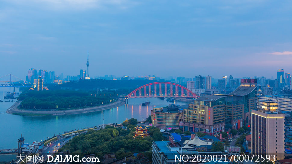 武汉城市美丽夜景高清摄影图片