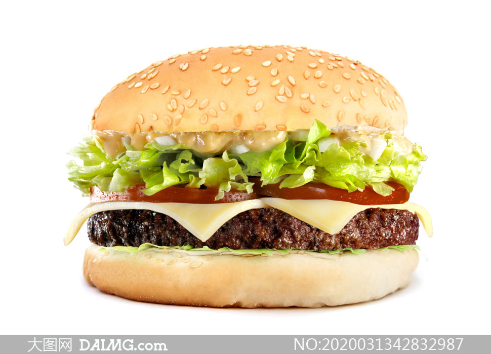 一个美味的汉堡包特写摄影高清图片