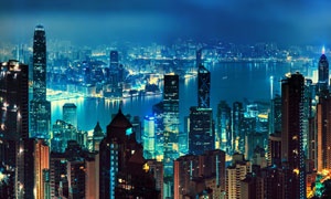 香港维港两岸夜晚美景摄影高清图片