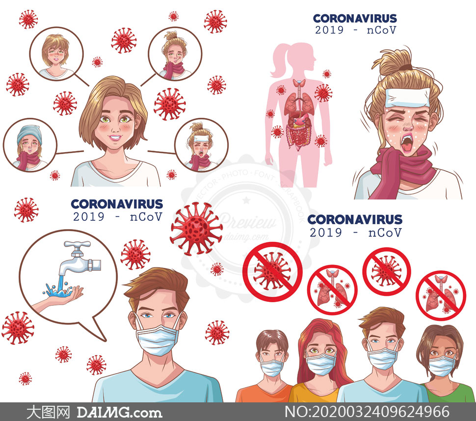 新冠肺炎疫情宣传科普图表矢量素材