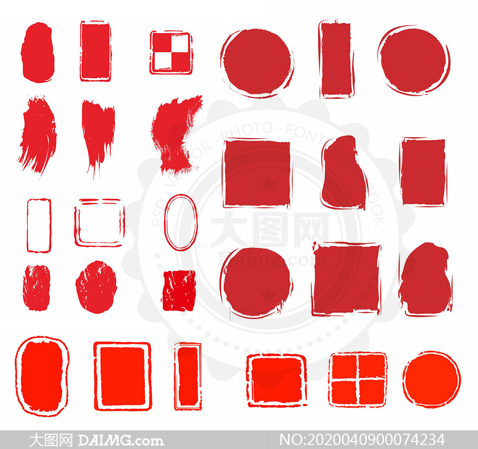 红色印章边框和背景设计矢量素材 大图网图片素材