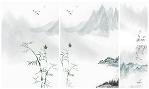 中国风水墨画广告背景设计PSD素材V5