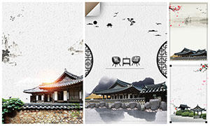 中国风中式庭院广告背景PSD素材