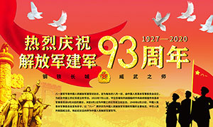 庆祝解放军93周年宣传海报PSD模板