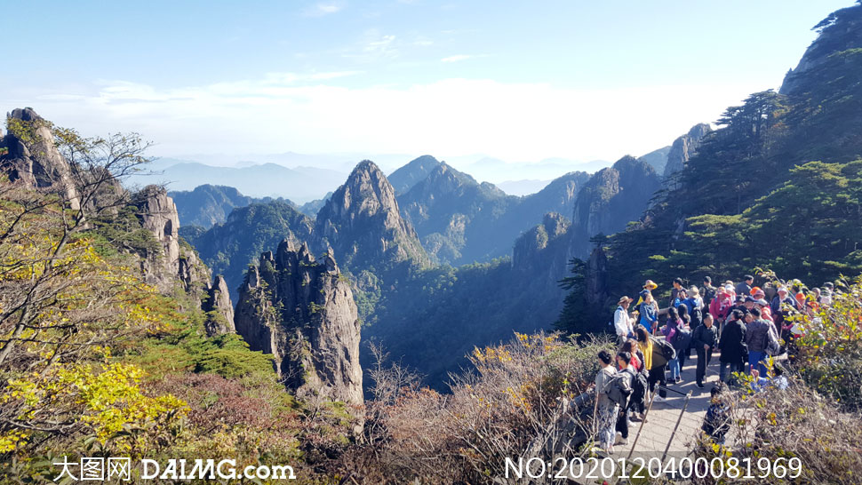 黄山景区美丽的大山美景摄影图片