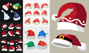 手绘效果的圣诞帽主题设计矢量素材