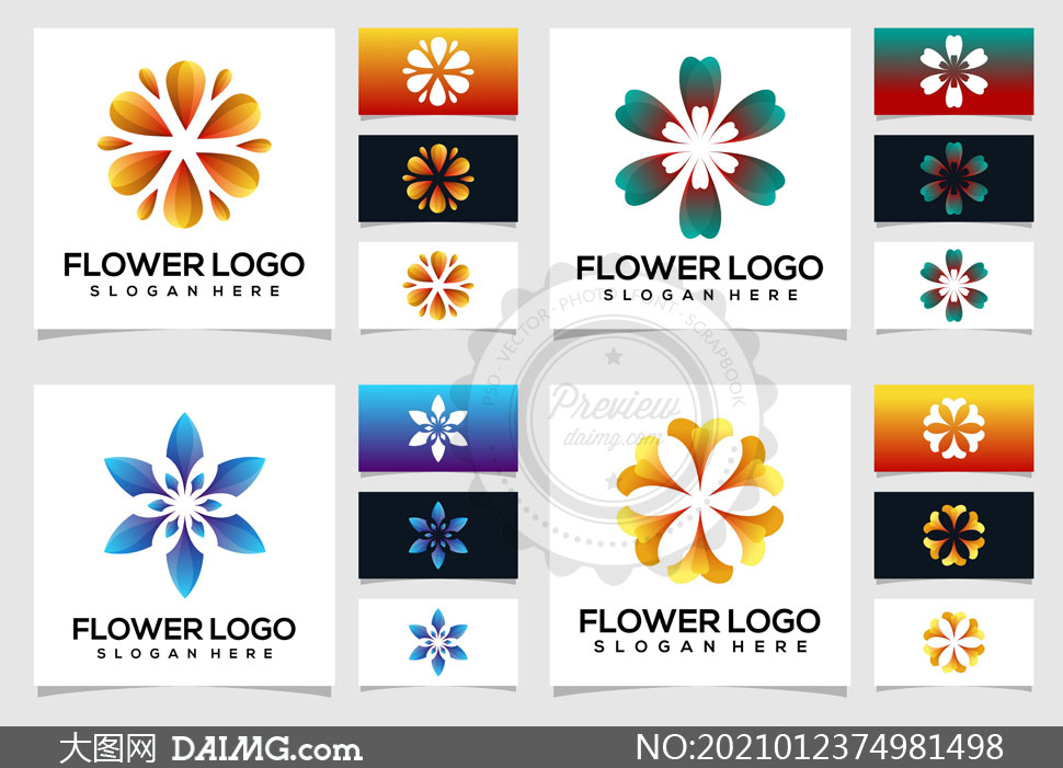 对称效果花朵图案标志创意矢量素材_大图网图片素材