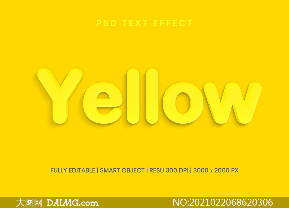 明亮黄色立体字设计模板分层源文件