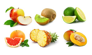 苹果菠萝与芒果等水果特写高清图片