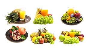 葡萄菠萝与石榴等水果摄影高清图片