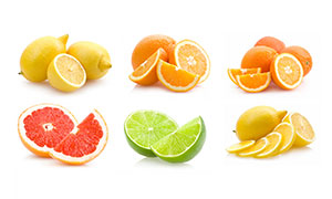 檸檬與橙子等水果特寫攝影高清圖片