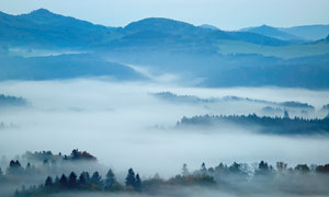 云霧繚繞山林美景高清攝影圖片