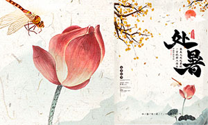 中国风处暑时节活动海报模板PSD素材