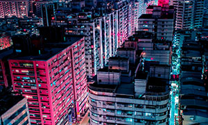 航拍镜头下的城市夜景摄影高清图片