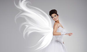 梦幻翅膀婚纱新娘美女摄影高清图片