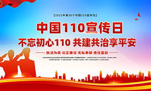 2022年中国110宣传日主题活动展板PSD素材