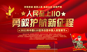 中国110宣传日主题活动展板PSD模板
