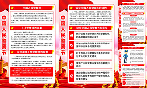 中国人民警察节主题宣传挂图展板PSD素材