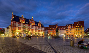 德国科堡集市广场夜景风光摄影图片