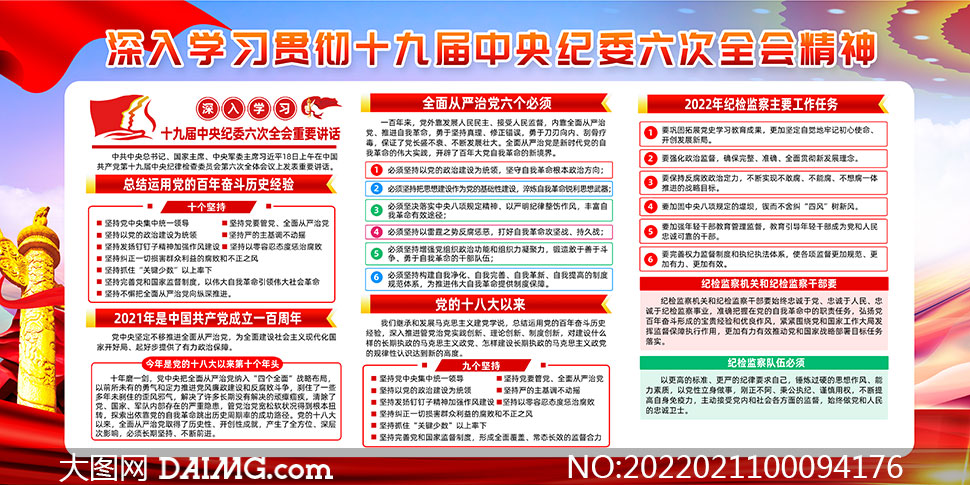 深入学习十九届中央纪委六次全会精神展板