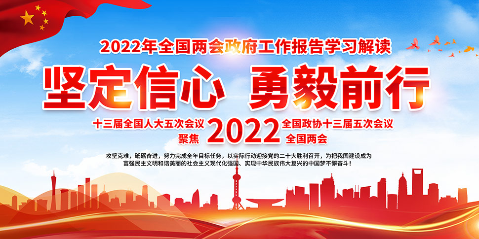 解读2022全国两会政府工作报告宣传展板