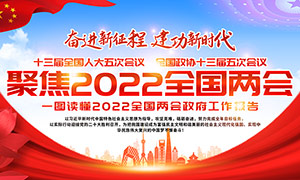 學(xué)習(xí)貫徹2022年兩會政府工作報告展板模板