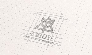 手绘透视效果标志展示样机模板素材
