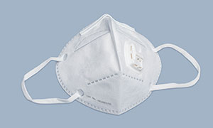 白色款呼吸閥防護口罩攝影高清圖片