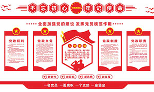 社区党员活动中心红色党建文化墙矢量素材