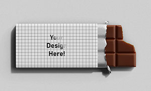 掰掉一角的片狀巧克力包裝樣機模板