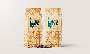 纸质咖啡包装袋图案应用效果源文件