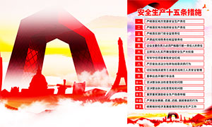 安全生产十五条措施红色海报设计PSD素材