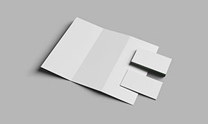 三折页画册与商务名片样机模板素材