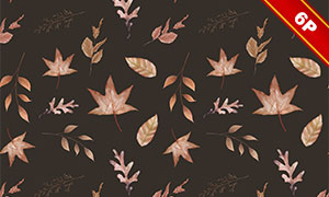 水彩效果秋天落葉花朵無縫背景圖片