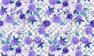 水彩紫色花朵藤蔓无缝图案免抠图片