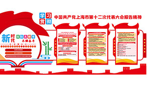 上海市第十二次党代会报告精神党建文化墙