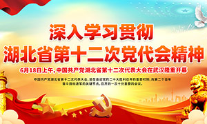 湖北省第十二次党代会精神展板PSD素材