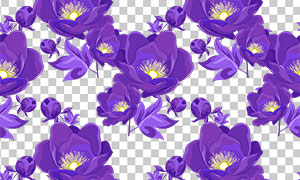 四方连续无缝拼接紫色花朵免抠素材