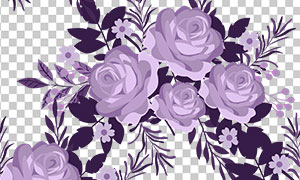 手绘效果紫色花朵藤蔓免抠图片素材